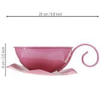tételeket Fém bögre Ø16cm M9cm Dekoratív bögre csészealjjal Rózsaszín 2db