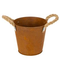 tételeket Fém kaspó fülekkel, fűszernövénycserép, rozsda díszítéssel Ø16.5cm M15cm