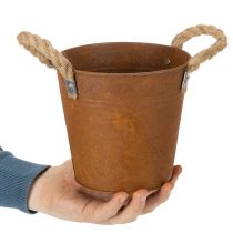 tételeket Fém kaspó fülekkel, fűszernövénycserép, rozsda díszítéssel Ø16.5cm M15cm