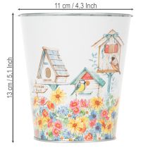 tételeket Fém kaspó motívummal, virágtartó madárházakkal, fémvödör, H13cm Ø11.5cm