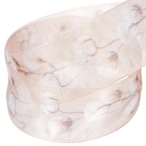 tételeket Organza szalag, pamutvirágok, díszszalag, rózsaszín, 40mm, 15m