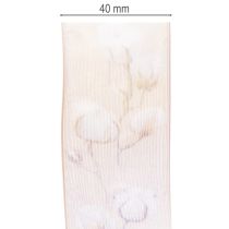 tételeket Organza szalag, pamutvirágok, díszszalag, rózsaszín, 40mm, 15m