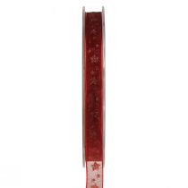 tételeket Piros organza szalag csillogó csillagokkal – karácsonyi szalag 10mm 20m