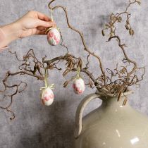 tételeket Húsvéti tojásdísz, tulipán motívum, szalaggal akasztáshoz és tavaszi dekorációhoz, 6 cm, 12 darab