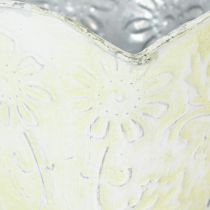 tételeket Kaspó, dekoratív kávéfilter tartó, fém pohár ültetéshez, zöld és fehér virágdísz, shabby chic, Ma11cm Ø11cm