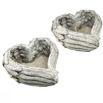 tételeket Növényi szívtoll öntött kőszív szürke fehér 13×12×6cm 2db