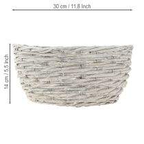 tételeket Fonott virágkosár szett, fehér-szürke, shabby chic dekoráció, 3 darabos