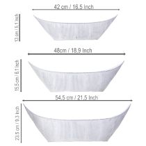 tételeket Növénycserép, hajó alakú, fém, fehér/ezüst, 54,5/48/42 cm, 3 db-os szett