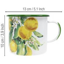 tételeket Zománcozott kaspó, díszcserép citromággal, mediterrán stílusú kaspó Ø9.5cm M10cm