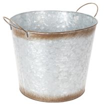 tételeket Kaspó fülekkel, dekoratív tál rozsda bevonattal, ezüst fém edény Ø26cm M25.5cm