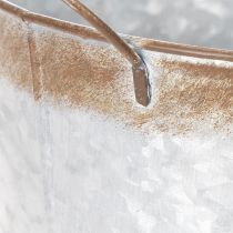 tételeket Kaspó fülekkel, dekoratív tál rozsda bevonattal, ezüst fém edény Ø26cm M25.5cm