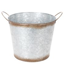 tételeket Kaspó fülekkel, dekoratív tál rozsda bevonattal, ezüst fém edény Ø26cm M25.5cm