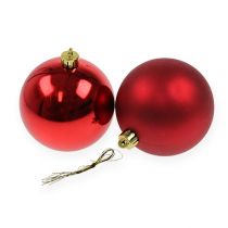 Karácsonyfa golyó műanyag piros 8cm 6db