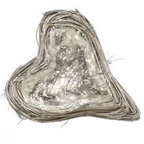 tételeket Rattan szív alakú növény, szív alakú dekoráció, rattan indák, fehér, 20x24cm