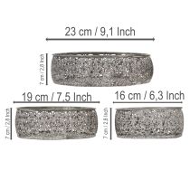 tételeket Dekoratív fémtál, szürke és fehér mintával, Ø16/19,5/23,5cm, 3 db-os szett