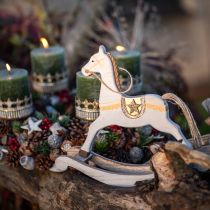 tételeket Hintaló fa, karácsonyi dekoráció fehér arany H24cm