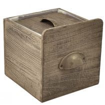 tételeket Fából készült fiókos készlet fogantyúval, barna törlésű - rusztikus tároló, különböző méretű készlet, 4 db