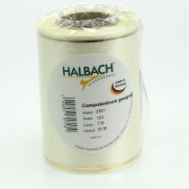 tételeket Krémszínű koszorú szalag arany szegéllyel, szuperszatin, 125 mm széles, 25 m hosszú - Vízálló, ideális számítógépes nyomtatáshoz és környezetbarát