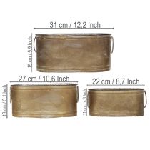tételeket Fém virágcserepek és dézsák szett, vintage retró stílus, H22.5cm/27cm/31cm