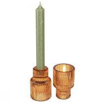 tételeket Pálcás gyertyatartó üveg narancssárga teamécses tartó H8cm 4 db