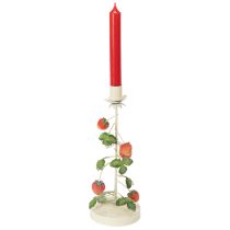 tételeket Fém gyertyatartó eper díszítéssel, krémszínű, kerek, M26cm