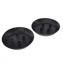 tételeket Fém torta alakú gyertyatartó – Fekete, Ø 24 cm – Elegáns asztaldísz 4 gyertyához – 2 darab