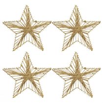 tételeket Jutába csomagolt csillag karácsonyi dekoráció rusztikus 20cm 4db