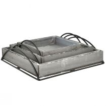 tételeket Sokoldalú szürke fa tálcák készlete - Különféle méretek - Stílusos tárolási és tálalási megoldás - 3 darabos készlet