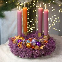 tételeket Dekoratív koszorú, szárított virágok, metál lila Lepidium, fali koszorú, Ø33cm, lakberendezési kiegészítő