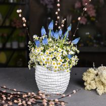 tételeket Vetőgép beton fehér vintage méhsejt dekoratív virágcserép H15cm Ø15cm