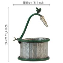 tételeket Fém virágcserép, esővízgyűjtő hordó, madárdísz, erkélydekoráció, Ø15.5cm