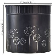 tételeket Pitypang virágcserép, fekete, Ø15.5cm M15.5cm