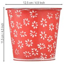 tételeket Piros és fehér virágcserép, fém, Ø12,5cm M11,5cm