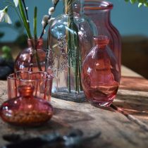 tételeket Váza hagyma alakú mini vázák üvegből, rózsaszín árnyalatú Ø7cm M12cm 6 db