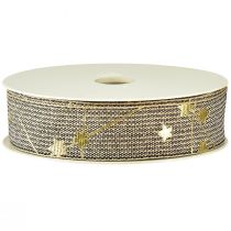 tételeket Karácsonyi szalag csillag szalaggal fekete fehér arany 25mm 18m