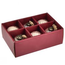 tételeket Karácsonyi labdák üveg vintage rózsaszín üveggolyók Ø7cm 6db