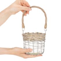 tételeket Függesztett lámpás dekoráció, fém, üveg, fűzfa, Ø13cm M12cm, 2 darab