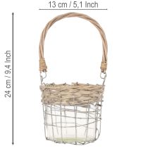 tételeket Függesztett lámpás dekoráció, fém, üveg, fűzfa, Ø13cm M12cm, 2 darab