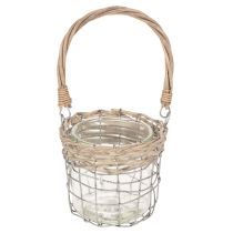 tételeket Függesztett lámpás dekoráció, fém, üveg, fűzfa, Ø13cm M12cm, 2 darab