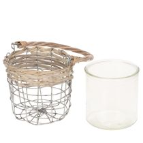 tételeket Függesztett lámpás dekoráció, fém, üveg, fűzfa, Ø13cm M12cm, 2 darab