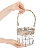 tételeket Függőlámpás, üveg, fém, fűzfa, Ø14,5cm, 2 darab