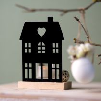tételeket Lámpás ház fém fekete fa talppal H15cm 2db