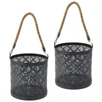 tételeket Lámpás fém dekoratív lámpafogantyú antracit Ø16cm 2db