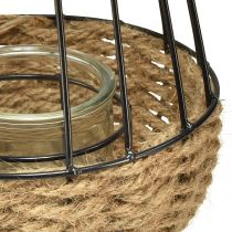 tételeket Lámpás fogantyúval és üvegfekete natúr Ø18cm H22cm