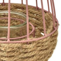 tételeket Lámpás fogantyúval és gyertyaüveg rózsaszín natúr Ø18cm H22cm