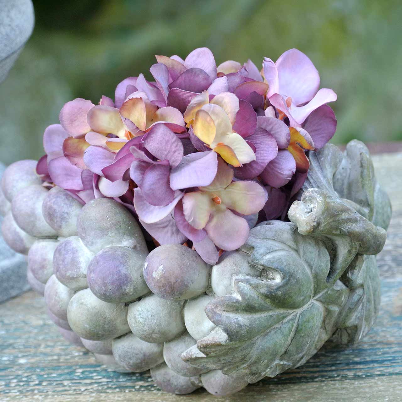 Dekoratív tál szőlő szürke lila krém 19×14cm H9,5cm