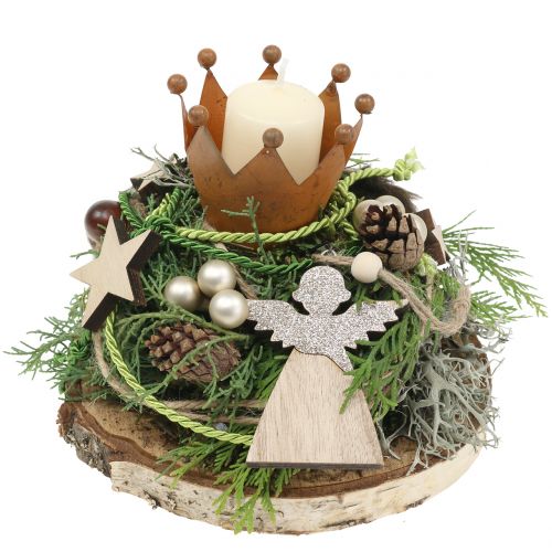 Floristik24 Medál angyal, natúr fenyő csillámmal 8cm 6db