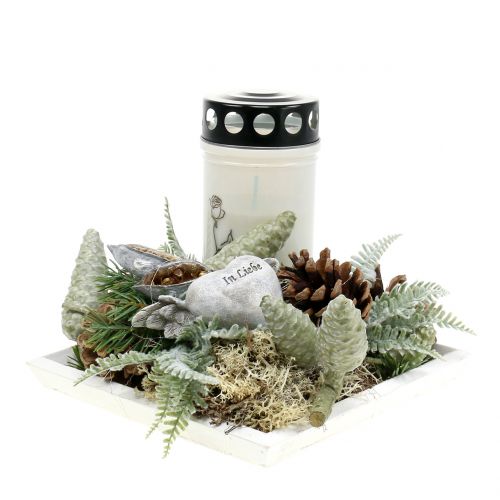 Floristik24 Fa tálca fehér 20cmx20cm