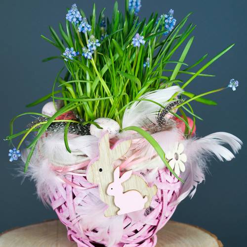 Floristik24 Forgácskosár kerek fehér Ø15cm