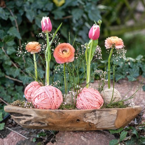 Floristik24 Dekoratív tál, fa tikfa, natúr tengerész mintás, 46x14x7cm